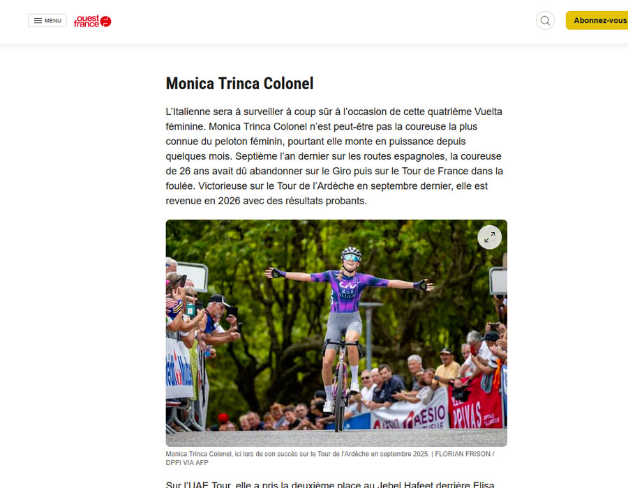 Article du média français Ouest France sur les favorites de la Vuelta 2026