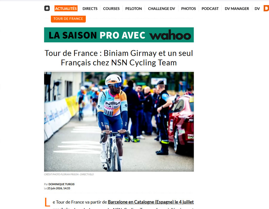 Article du média français Direct Velo Biniam Girmay