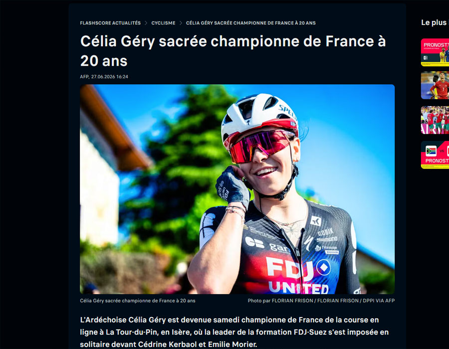 Article du média français Flashscore sur Celia Gery