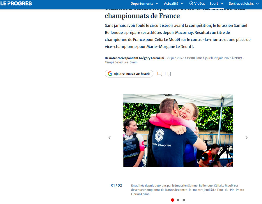 Article du média français le Progrès sur Celia Le Mouel