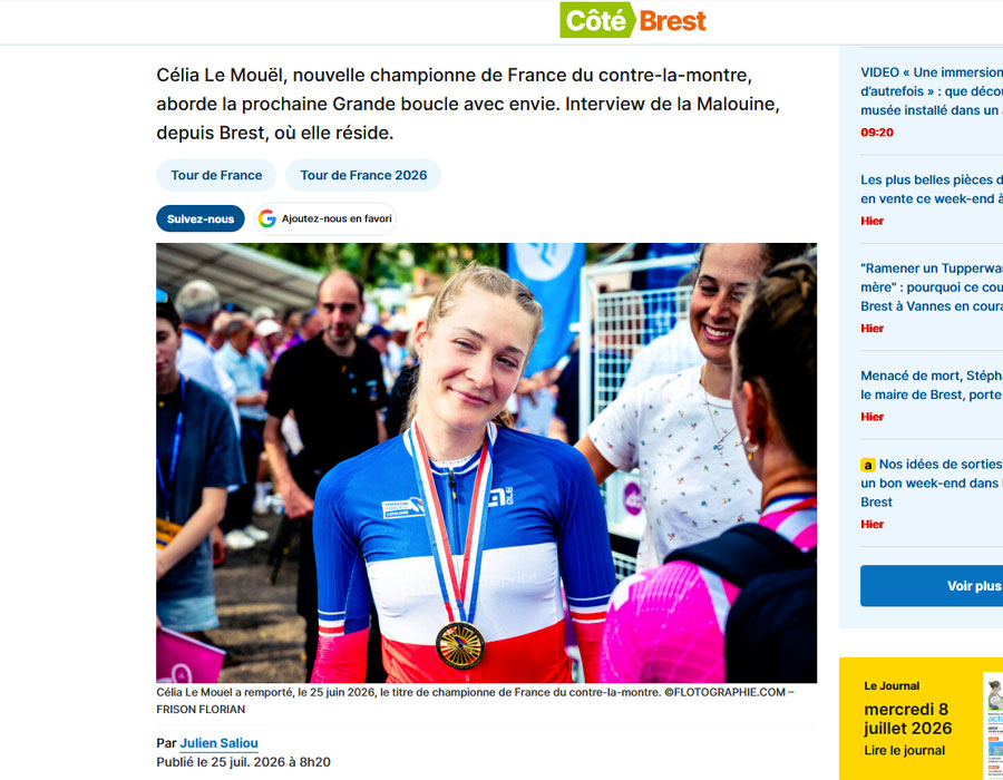 Article du média français Côté Brest sur Célia Le Mouel