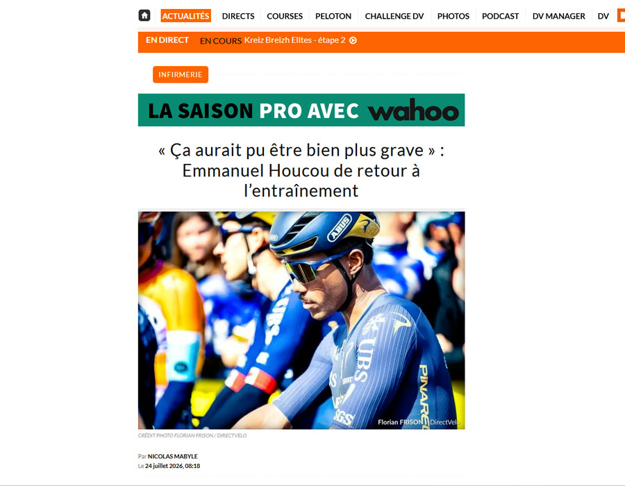 Article du média français Direct Velo sur Emmanuel Houcou