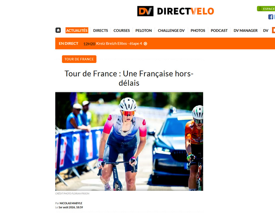 Article du média français Direct Velo sur Alison Avoine