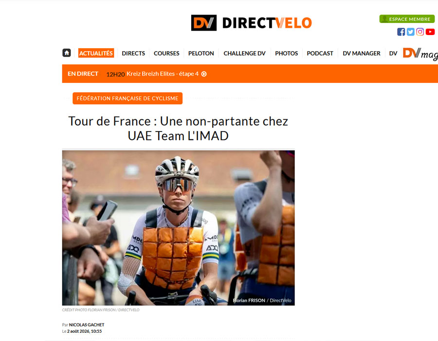 Article du média français Direct Velo sur Brodie Chapman