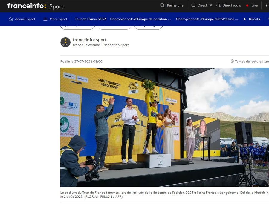 Article du média français France Info sur le Tour de France Femmes
